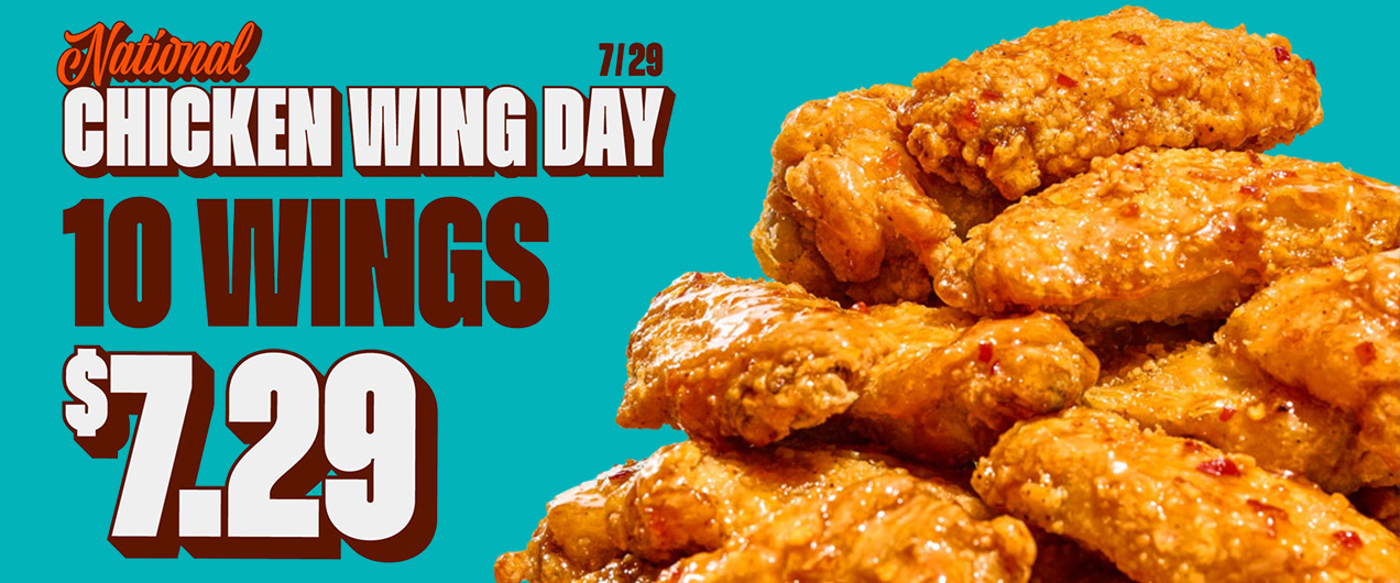 National Chicken Wing Day 7/29 | 10 wings $7.29